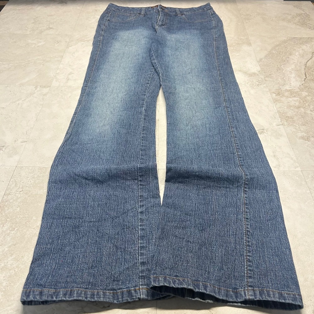 Lee One True Fit Wide Leg Jeans Medium Wash Women Size 9/10L Y2K Denim